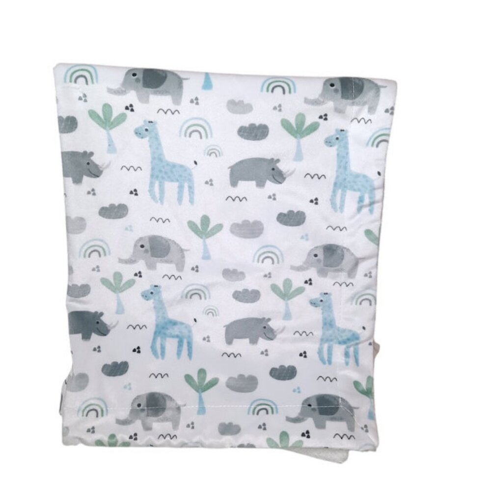 2020 S.L. Home Fashions Rhino Elephant Giraffe Lovey Security Blanket 30" X 38"
